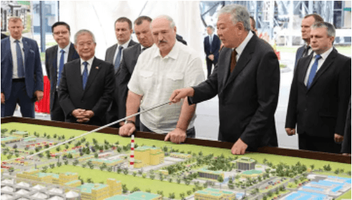 Belarusian President Lukashenko inspects the project site